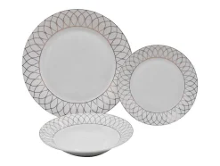 OZAIA Tafelservies-Servies 18 Stuks Van Porselein - Wit En Goud - Serisia