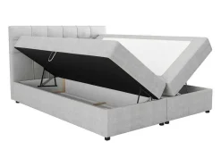 Ysmée Boxspringbed-Set Bed Met Hoofdbord Met Capitons + Bedbodem Met Opbergruimte + Matras+ Dekmatras - 160 X 200 Cm - Stof - Lichtgrijs - Kida Van Ysmee