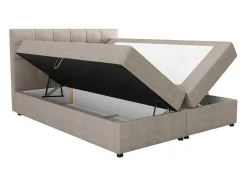 Ysmée Boxspringbed-Set Bed Met Hoofdbord Met Capitons + Bedbodem Met Opbergruimte + Matras+ Dekmatras- 180 X 200 Cm - Stof - Taupegrijs - Kida Van Ysmee