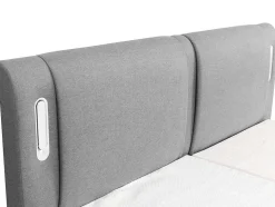 Palacio Elektrisch Relaxatiebed-Set Boxspring + Hoofdbord Met Ledlampjes + Elektrische Relaxbedbodems + Matras + Topmatras - 2 X 90 X 200 Cm - Grijze Stof - Astemi Van