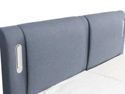 Palacio Elektrisch Relaxatiebed-Set Boxspring + Hoofdbord Met Ledlampjes + Elektrische Relaxbedbodems + Matras + Topmatras - 2 X 90 X 200 Cm - Blauwe Stof - Astemi Van