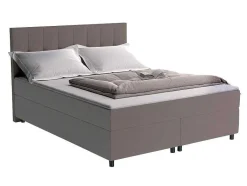 Ysmée Boxspringbed-Set Boxspring En Matras Met Hoofdeinde + Lattenbodem + Matras + Dekmatras Siero Van Ysmee - 160 X 200 Cm - Stof - Grijs