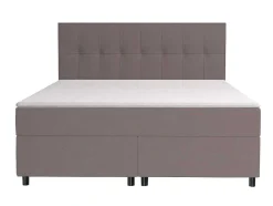 Ysmée Boxspringbed-Set Boxspring En Matras Met Hoofdeinde + Lattenbodem + Matras + Dekmatras Siero Van Ysmee - 160 X 200 Cm - Stof - Grijs
