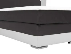 Ysmée Boxspringbed-Set Boxspring En Matras Met Hoofdeinde Met Leds + Lattenbodem + Matras + Dekmatras Asti Van Ysmee - 160 X 200 Cm - Kunstleer - Wit En Grijs