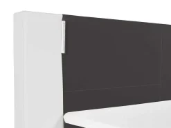 Ysmée Boxspringbed-Set Boxspring En Matras Met Hoofdeinde Met Leds + Lattenbodem + Matras + Dekmatras Asti Van Ysmee - 160 X 200 Cm - Kunstleer - Wit En Grijs