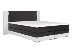 Ysmée Boxspringbed-Set Boxspring En Matras Met Hoofdeinde Met Leds + Lattenbodem + Matras + Dekmatras Asti Van Ysmee - 160 X 200 Cm - Kunstleer - Wit En Grijs
