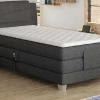 Palacio Elektrisch Relaxatiebed-Set Boxspring Hoofdbord + Elektrische Bedbodem + Matras + Topmatras Castel Van - 100X200Cm - Lichtgrijze Stof