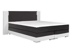 Ysmée Boxspringbed-Set Boxspring Hoofdbord Met Led-Verlichting + Bedbodems + Matras + Topmatras Asti Van Ysmee - 180 X 200 Cm - Kunstleer - Wit En Grijs