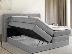 Palacio Boxspringbed-Set Boxspring Met Hoofdbord + Bedbodems Met Opbergruimte + Matras + Dekmatras - 180 X 200 Cm - Lichtgrijze Stof - Perama Van