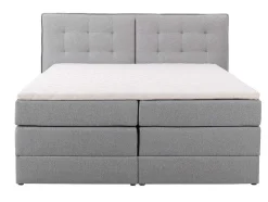 Palacio Boxspringbed-Set Boxspring Met Hoofdbord + Bedbodems Met Opbergruimte + Matras + Dekmatras - 180 X 200 Cm - Lichtgrijze Stof - Perama Van