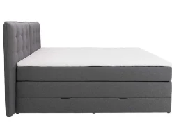 Palacio Boxspringbed-Set Boxspring Met Hoofdbord + Bedbodems Met Opbergruimte + Matras + Dekmatras - 160 X 200 Cm - Antracietkleurige Stof - Perama Van
