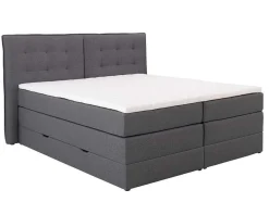 Palacio Boxspringbed-Set Boxspring Met Hoofdbord + Bedbodems Met Opbergruimte + Matras + Dekmatras - 180 X 200 Cm - Antracietkleurige Stof - Perama Van