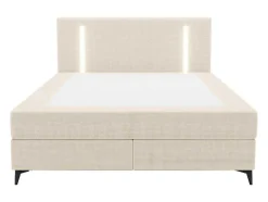 Ysmée Boxspringbed-Set Boxspring Met Hoofdbord Met Ledverlichting + Bedbodem + Matras + Dekmatras - 180 X 200 Cm - Stof - Beige - Ono Van Ysmee