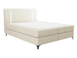 Ysmée Boxspringbed-Set Boxspring Met Hoofdbord Met Ledverlichting + Bedbodem + Matras + Dekmatras - 180 X 200 Cm - Stof - Beige - Ono Van Ysmee