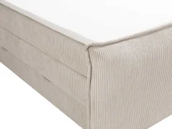 Palacio Boxspringbed-Set Boxspring Met Hoofdeinde + Bedbodems Met Opbergruimte + Matras + Dekmatras - 2 X 80 X 200 Cm - Ivoorwit Ribfluweel - Rhoda Van