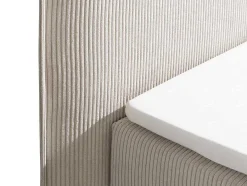 Palacio Boxspringbed-Set Boxspring Met Hoofdeinde + Bedbodems Met Opbergruimte + Matras + Dekmatras - 2 X 80 X 200 Cm - Ivoorwit Ribfluweel - Rhoda Van