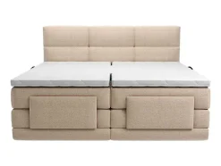 Palacio Elektrisch Relaxatiebed-Set Boxspringbed Met Hoofdbord Met Capitons + Elektrische Relaxbedbodems + Matras + Dekmatras - 2 X 90 X 200 Cm - Beige - Lodi Van