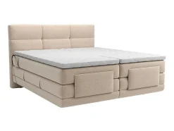 Palacio Elektrisch Relaxatiebed-Set Boxspringbed Met Hoofdbord Met Capitons + Elektrische Relaxbedbodems + Matras + Dekmatras - 2 X 90 X 200 Cm - Beige - Lodi Van
