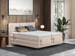 Palacio Aanbiedingen: Slaapkamer & Kantoor-Set Boxspringbed Met Hoofdbord Met Capitons + Elektrische Relaxbedbodems + Matras + Dekmatras - 2 X 80 X 200 Cm - Beige - Lodi Van