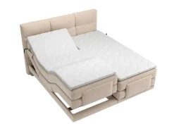 Palacio Aanbiedingen: Slaapkamer & Kantoor-Set Boxspringbed Met Hoofdbord Met Capitons + Elektrische Relaxbedbodems + Matras + Dekmatras - 2 X 80 X 200 Cm - Beige - Lodi Van