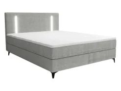 Ysmée Boxspringbed-Set Complete Boxspring Met Hoofdbord Met Ledverlichting + Bedbodem + Matras + Dekmatras - 160 X 200 Cm - Stof - Grijs - Ono Van Ysmee