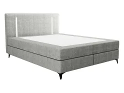 Ysmée Boxspringbed-Set Complete Boxspring Met Hoofdbord Met Ledverlichting + Bedbodem + Matras + Dekmatras - 160 X 200 Cm - Stof - Grijs - Ono Van Ysmee