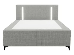 Ysmée Boxspringbed-Set Complete Boxspring Met Hoofdbord Met Ledverlichting + Bedbodem + Matras + Dekmatras - 180 X 200 Cm - Stof - Grijs - Ono Van Ysmee