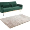 Vente-unique Klik-Klak En Bz Slaapbank-Set Donkergroene 3-Zitsslaapbank Launei En Taupekleurig Tapijt Dolce