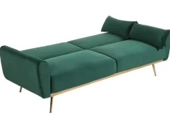 Vente-unique Klik-Klak En Bz Slaapbank-Set Donkergroene 3-Zitsslaapbank Launei En Taupekleurig Tapijt Dolce