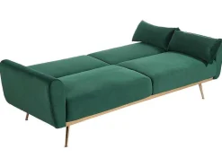 Vente-unique Klik-Klak En Bz Slaapbank-Set Donkergroene 3-Zitsslaapbank Launei En Taupekleurig Tapijt Dolce