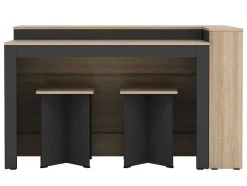 Vente-unique Keukenmeubel-Set Keukeneiland + 2 Krukken - Zwart En Licht Naturel - Nusice