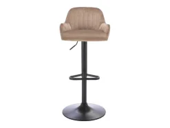 Vente-unique Barkruk-Set Van 2 Barkruk Van Velours En Zwart Metaal - Verstelbare Hoogte - Beige - Eleana