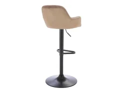 Vente-unique Barkruk-Set Van 2 Barkruk Van Velours En Zwart Metaal - Verstelbare Hoogte - Beige - Eleana