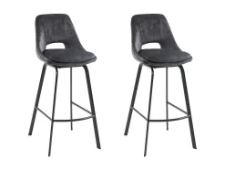 Maison Céphy Barkruk-Set Van 2 Barkrukken - Fluweel En Metaal - Antraciet - Keline