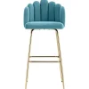 Vente-unique Barkruk-Set Van 2 Barkrukken - Fluweel En Metaal - Blauw