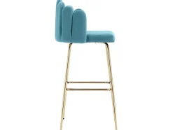 Vente-unique Barkruk-Set Van 2 Barkrukken - Fluweel En Metaal - Blauw