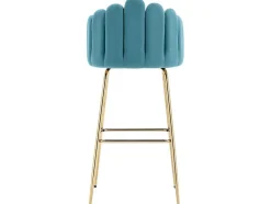 Vente-unique Barkruk-Set Van 2 Barkrukken - Fluweel En Metaal - Blauw