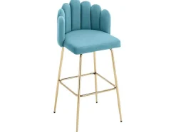 Vente-unique Barkruk-Set Van 2 Barkrukken - Fluweel En Metaal - Blauw