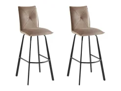 Vente-unique Barkruk-Set Van 2 Barkrukken - Fluweel En Metaal - Taupe - Indilane