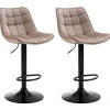 Vente-unique Barkruk-Set Van 2 Barkrukken Lima Ii - Fluweel & Metaal - Beige