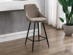 Vente-unique Barkruk-Set Van 2 Barkrukken Masurie - Fluweel - Taupe