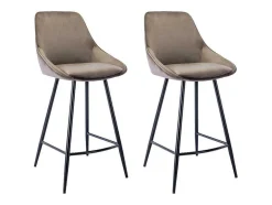 Vente-unique Barkruk-Set Van 2 Barkrukken Masurie - Fluweel - Taupe