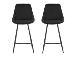Vente-unique Barkruk-Set Van 2 Barkrukken Masurie - Velours - Zwart