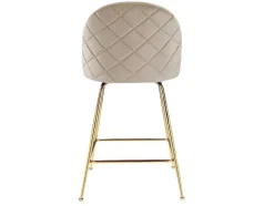 Vente-unique Barkruk-Set Van 2 Barkrukken Melbourne - Fluweel En Goudkleurig Metaal - Beige