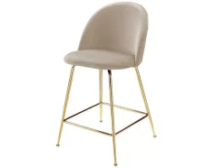 Vente-unique Barkruk-Set Van 2 Barkrukken Melbourne - Fluweel En Goudkleurig Metaal - Beige