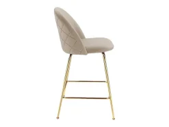Vente-unique Barkruk-Set Van 2 Barkrukken Melbourne - Fluweel En Goudkleurig Metaal - Beige