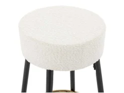 Vente-unique Barkruk-Set Van 2 Barkrukken Van Bouclestof En Zwart Staal - Wit En Goudkleurig - Belinio I