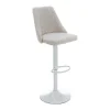 Vente-unique Barkruk-Set Van 2 Barkrukken Van Stof En Wit Metaal - Beige - Kiyola