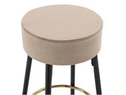 Vente-unique Barkruk-Set Van 2 Barkrukken Van Velours En Zwart Staal - Beige En Goudkleurig - Belinio I