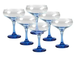 OZAIA Tafelservies-Set Van 6 Blauwe Cocktailglazen Op Voet 32 Cl - D. 6.5 X H. 20 Cm - Coraly
